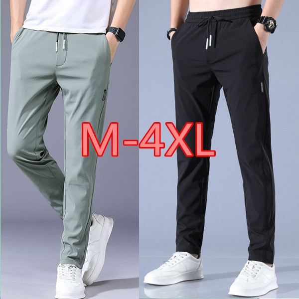 Summer Ultra-thin Ice Silk Men's Straight Elastic Waist Thin Casual ...