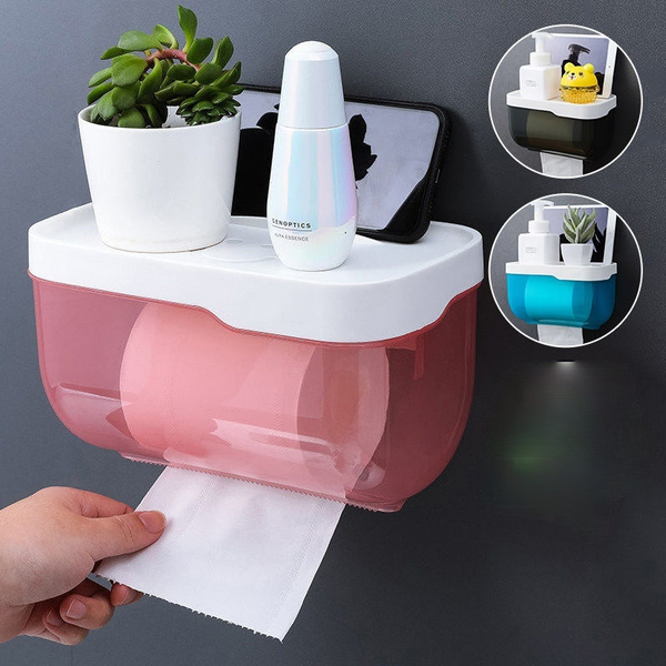 Waterproof Toilet Paper Holder Tissue Box Bathroom Storage Paper Organizer  Bathroom Tissue Holder Rack Self Adhesive Wall Mount