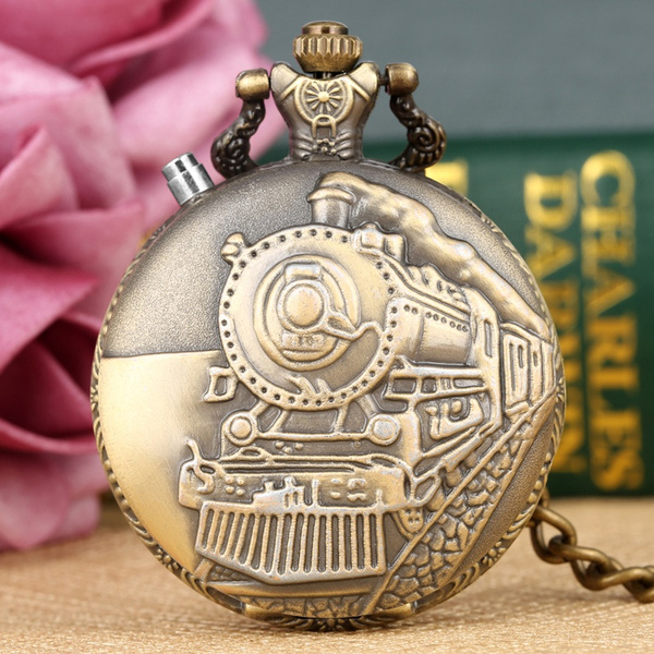 Pocket watch with outlet a train on it