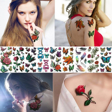 butterfly, tattoo, art, Rose
