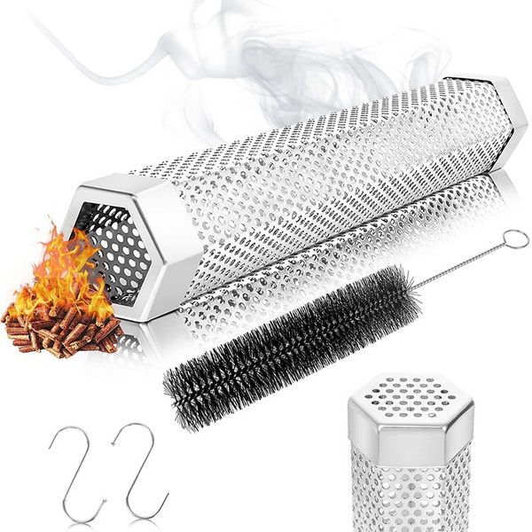 Premium Pellet Smoker Tube 12 Zoll Aus Edelstahl – Für Gas-, Elektro- & Holzkohlegrills – Rund Oder Sechseckig