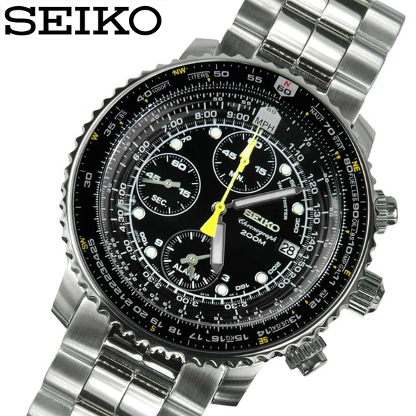 2022 New Seiko Prospex Series Six Needles Flight Chronograph Steel Band  Black Dial Men's Quartz Watch Bussiness Watch | Wish