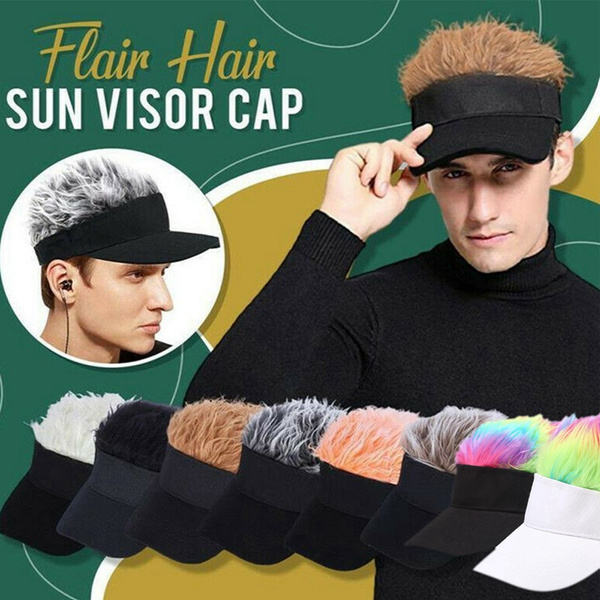 Funny Novelty Fake Hair Hat Sun Visor 