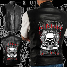 bikerleathervest, motorcyclevestleather, skullleatherjacket, Men's Fashion