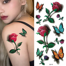 butterfly, temporarytatto, art, Flowers