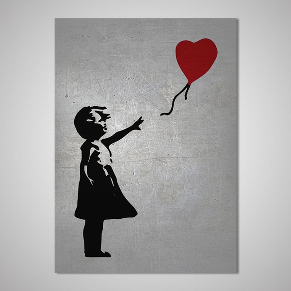 Canvas Art Banksy Graffiti Girl with Red Balloon Canvas Prints