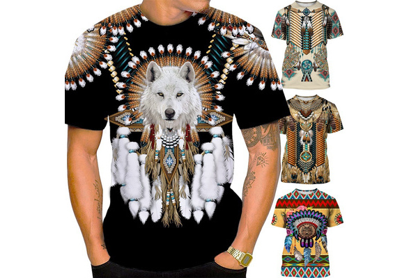 Native American Indian Chief Art 3D Print Tees Men's Women Short Sleeve T- Shirt