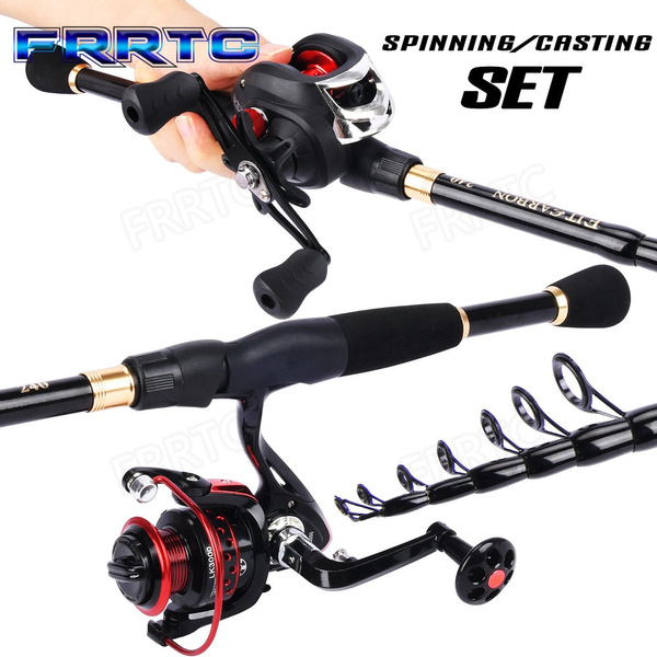 Fishing Rods and Reels Combo Set Spinning Casting Fishing Rod with Fishing  Reel Portable Travel Outdoor Freshwater Saltwater Fishing Tackle