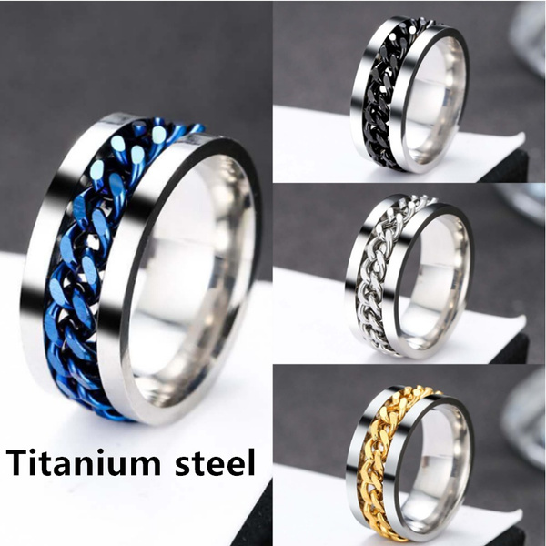 Cool Spinner Chain Stainless Steel Rotatable Rings For Men