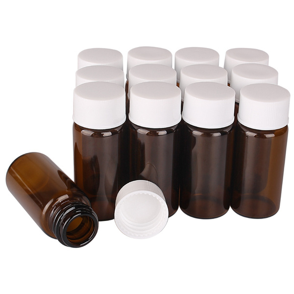 10-pieces-10ml-22-50mm-brown-glass-sample-bottles-with-white-plastic
