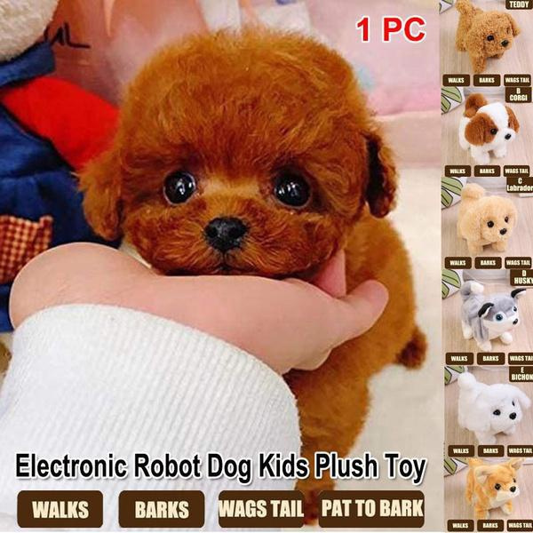 Electronic Robot Dog Walking Barking Wagging Tail Puppy Dog Plush Toy Dog Kid DE 