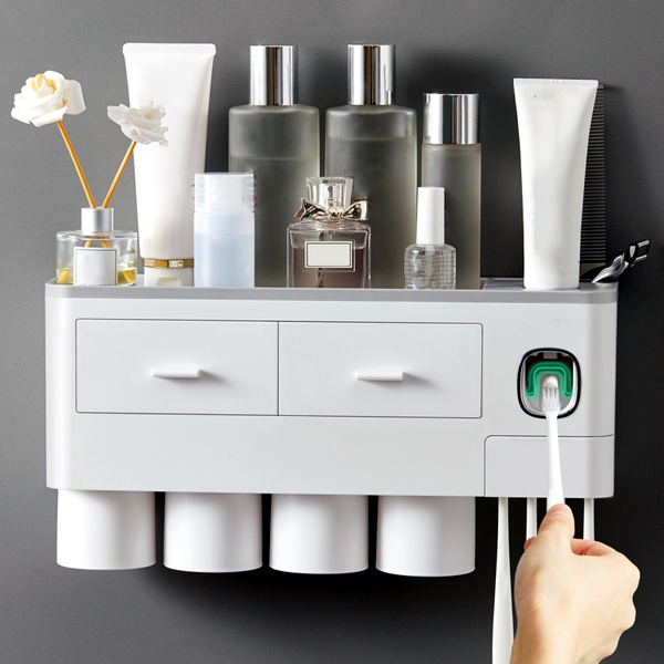 Magnetic Adsorption Inverted Toothbrush Holder Bathroom