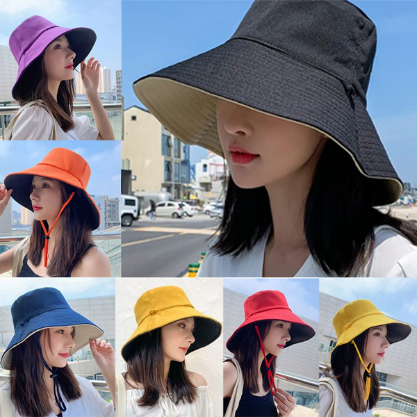 Summer Double-sided Hat for Women Fisherman Hat Outdoor Foldable