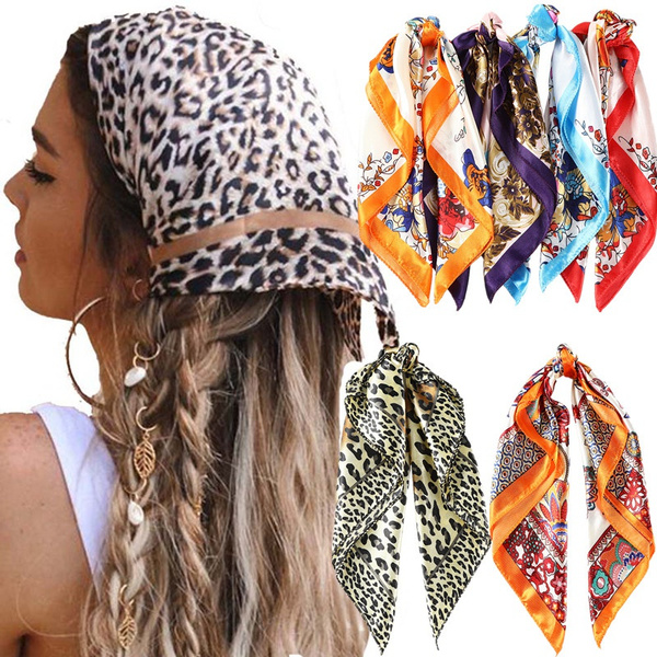 50*50Cm Square Silk Scarf Women Fashion Print Small Neck Scarves Office  Lady Hairband Turban Bandana New Hair Accessories