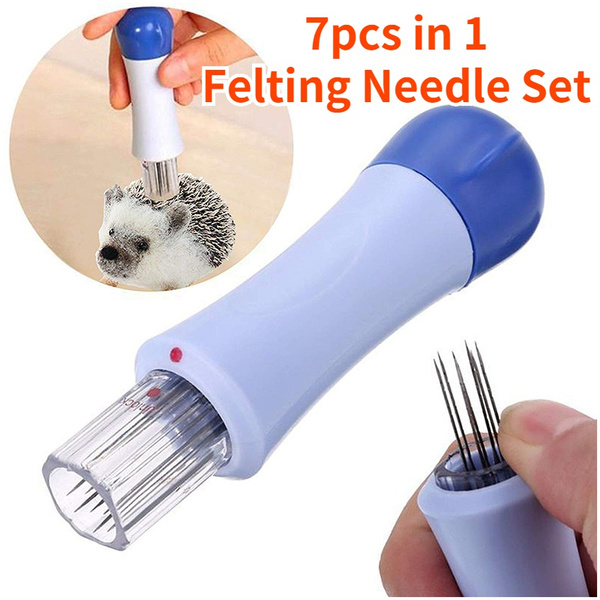 1Set Felting Needle Kit Felting Handle Clover with 7pcs Needles DIY Wool  Felt Tool Applique Craft Sewing Needles for Felting