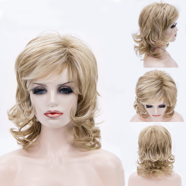 Perruque Courte Femme Blonde Dorée Elisa - Réf. 24b, Synthétique, Raide, Bonnet Moyen