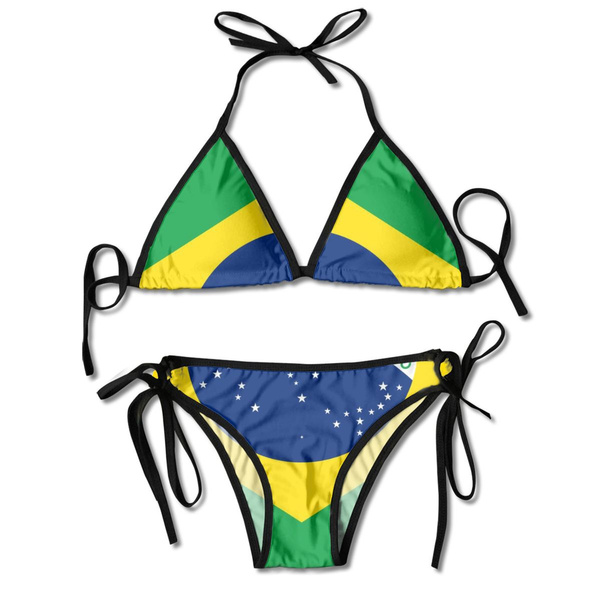 Women's Bikini Set Brazil Flag Two Piece Bikini Swimsuit Adjustable