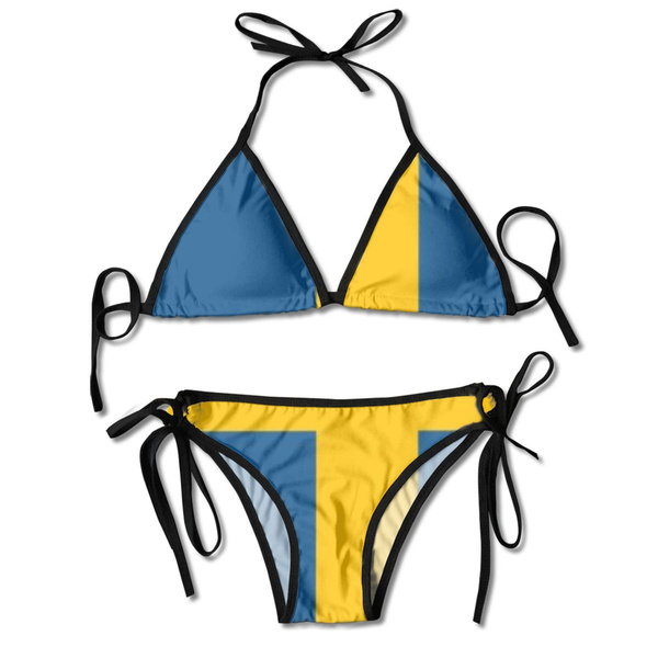 Women's Bikini Set Flag Of Sweden Two Piece Swimsuits Halter Triangle ...
