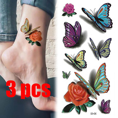 butterfly, tattoo, Flowers, waterprooftattoosticker