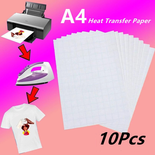 10Pcs A4 Heat Transfer Paper for DIY T-Shirt Painting Iron-On