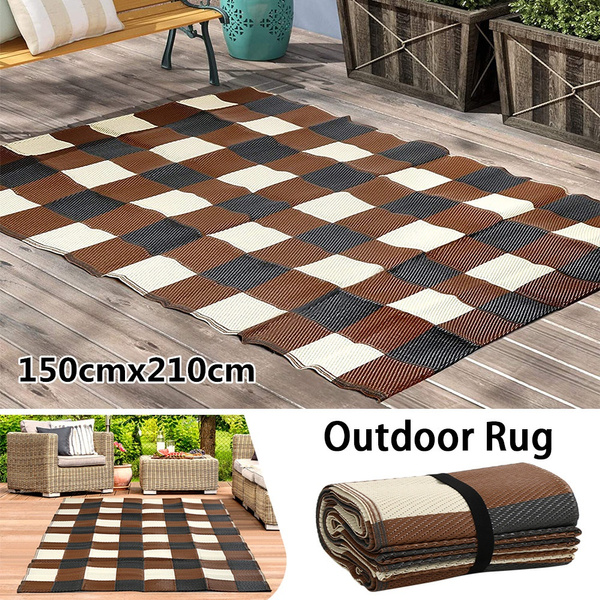 150cmx210cm Outdoor Rugs Easy Cleaning Reversible Mats Waterproof Patio Rug  Non-Slip Portable Outdoor Carpet