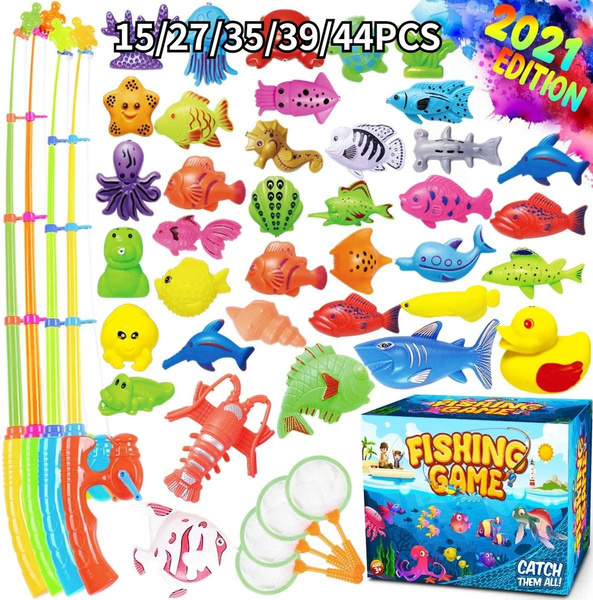 15/27/35/39/44PCS Magnetic Fishing Game Pool Toys for Kids