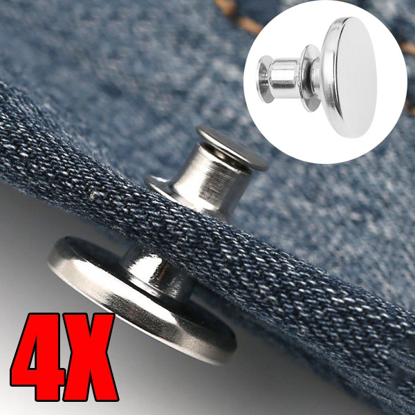 4pcs/set 17mm Replacement Jean Buttons No Sew Instant Button Adjustable Pants  Buttons Kit Button Metal Clothing Accessories No Pattern Tack Snap