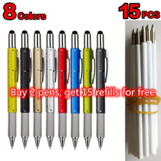 ballpoint pen, handheldtechnicaltool, spiritlevel, caliper