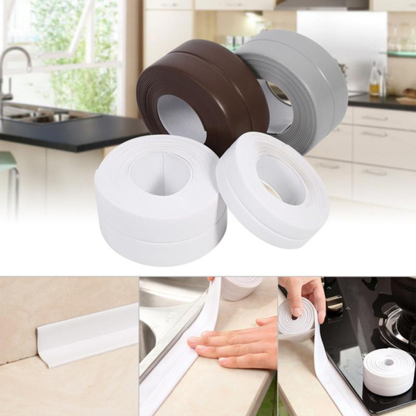 Bathroom Shower Sealing Tape Sink Bath White PVC Self Adhesive Waterproof  Wall Sticker for Bathroom Kitchen Caulk Sealing Strips