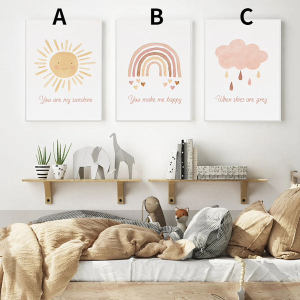 Abstrait Arc En Ciel Pepiniere Citations Enfants Affiche Toile Art Impression Minimaliste Mur Photos Peinture Nordique Enfant Bebe Chambre Decor Wish