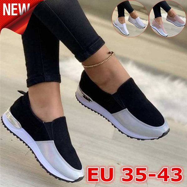 Trending Women's Shoes Ladies Solid Color Slip-On Sneakers Female Pu Leather Flats Shoes Casual Sport Tennis Shoes for Women Tenis Feminino Zapatos Mujer | Wish