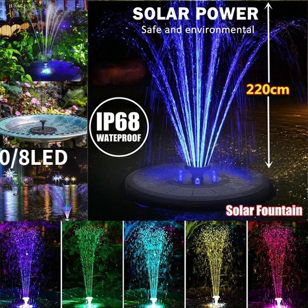 Best solar fountain IP68 waterproof pool fountain colorful 8 lights  swimming pump panel floating solar fountain garden, pond, fish tank,  swimming