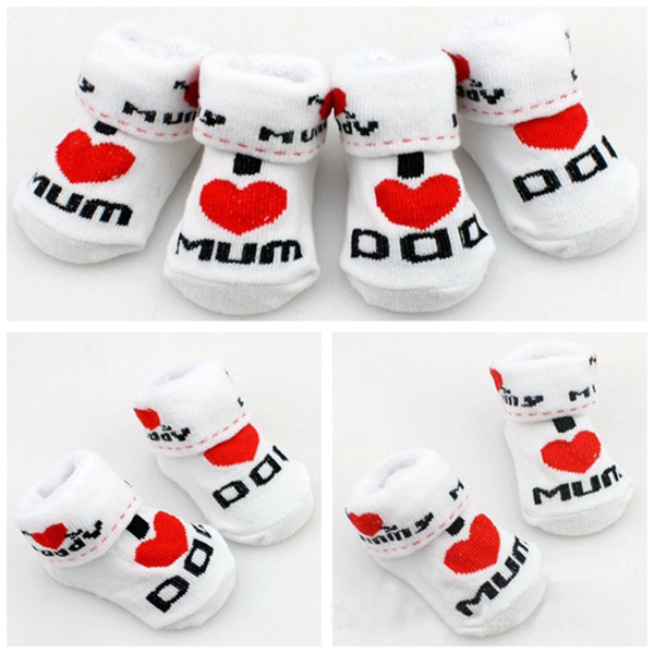 Lovely Soft Girls Love Mom/Dad Baby Socks Cotton Socks Toddler 0~6 Months 