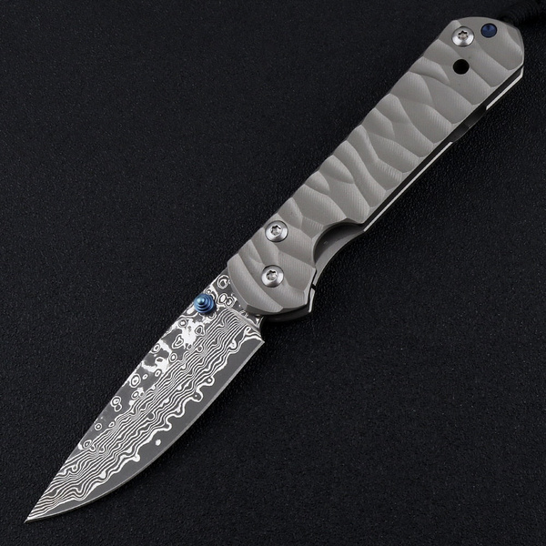 Chris Reeve Damascus Steel Blade Sebenza Folding Knife Titanium Alloy ...