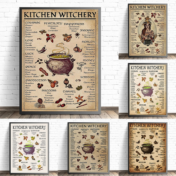 Kitchen Witchery Wall Poster Witchcraft Art Magic Canvas Painting Home Decor