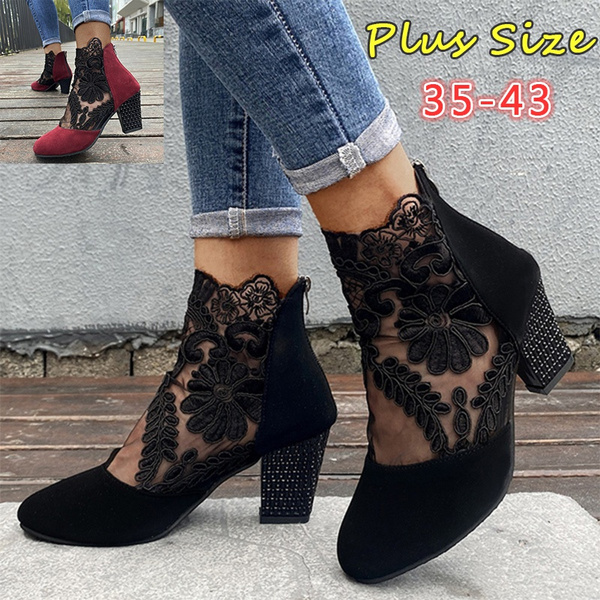 Women Dancing Shoes Lace Mesh Black 