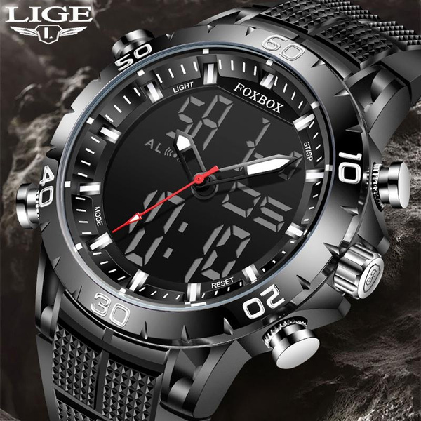 LIGE FOXBOX Men Sports Electronic Analog Digital Watch Multi Functional ...