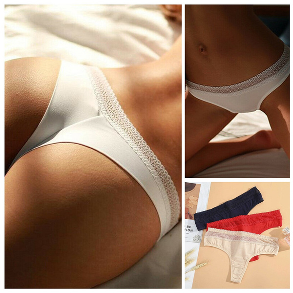 Sexy Seamless Cotton Panties For Women Bikini Thong Lace Fabric