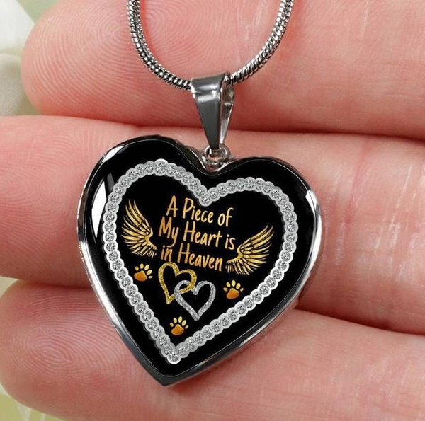 Memorial Heart Necklace  A Piece of my Heart Lives in Heaven Memorial Gift lost love one