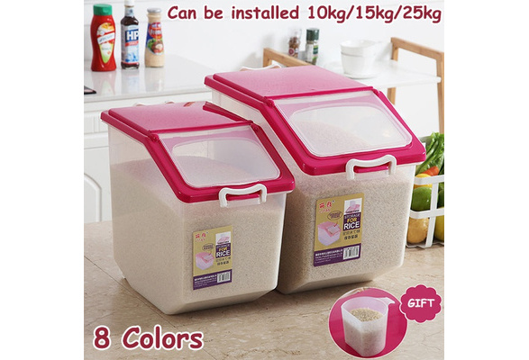 2021 New 10/15/25 KG Moisture-proof Dry Food Sealed Box Rice Storage Grain  Container Kitchen Accessories Storage Box 8 Colors