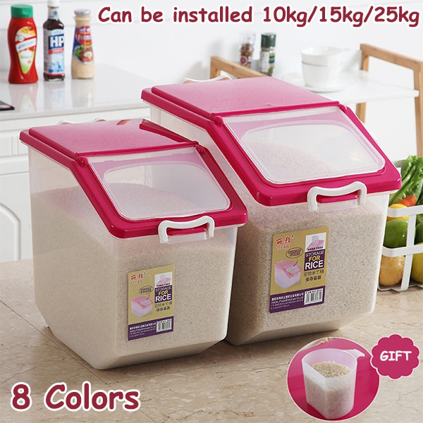 2021 New 10/15/25 KG Moisture-proof Dry Food Sealed Box Rice Storage Grain  Container Kitchen Accessories Storage Box 8 Colors