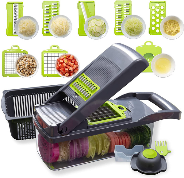 Vegetable Chopper 12-in-1 Veggie Choppers Spiralizer Vegetable Slicer Food  Choppers with Container Fruit Dicer for Onion Potato Carrot Fruits
