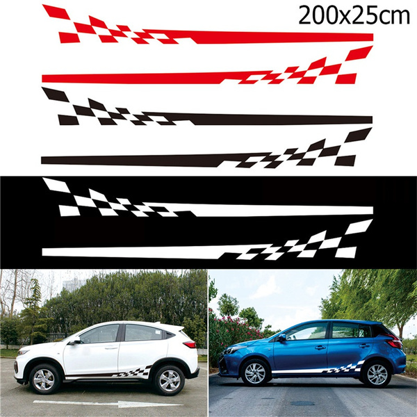 Striped Plaid Graphics Car Decal Stickers Auto Body Side Decals for ...