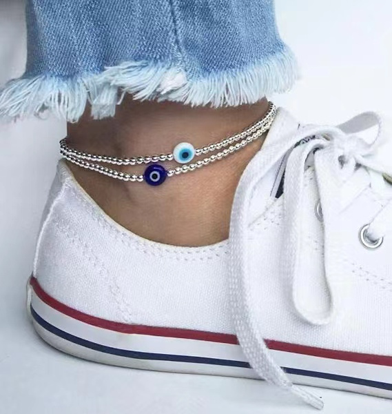 sterling silver evil eye anklet