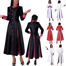 Stand Collar, Plus Size, clergydre, Patchwork