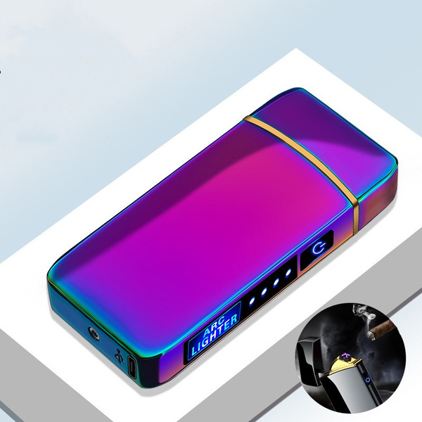 Electric Metal Lighters Windproof Dual Arc Plasma Rechargeable USB Lighter Disposable Smoking