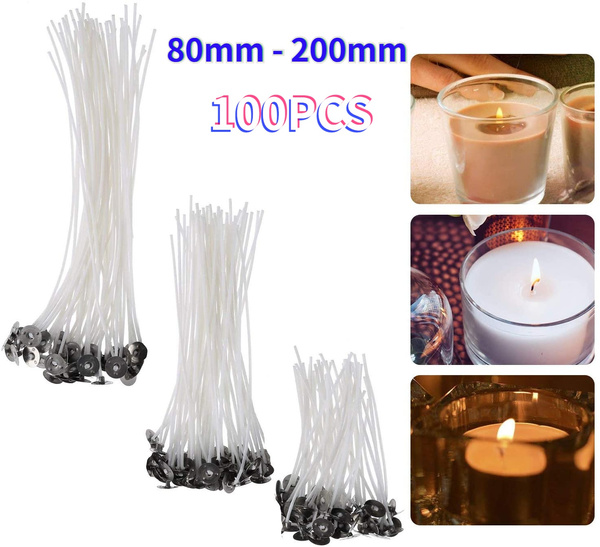 Pre-Waxed Candle Wicks With Metal Sustainers - 100mm Long, 2mm Diameter - Made In Poland (Pack)