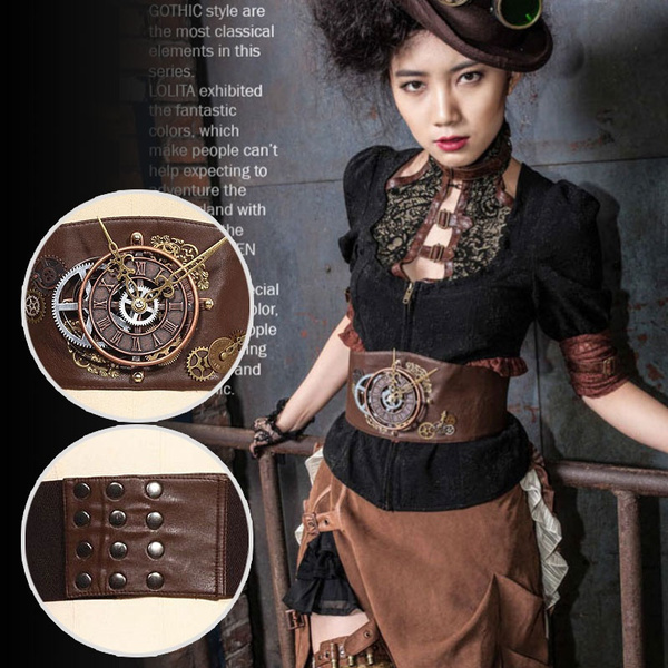 Women Brown Leather Gothic Corset