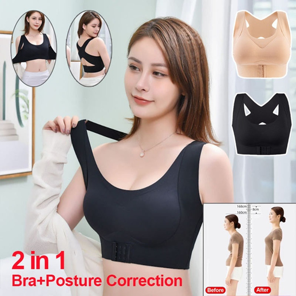 2 In 1 Bra Posture Corrector Sports Support Fitness Bralette Front Closure  Bras Fitness Vest Push Up Bra for Women