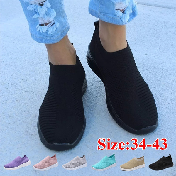 Zapatillas De Tenis De Malla Casual Para Mujer Sin Cordones Zapatillas De Tenis De Malla Casual Para Mujer Sin Cordones